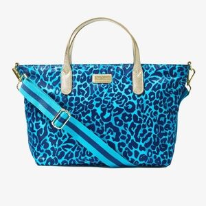 Stylish Blue Leopard Print Tote Bag NWT